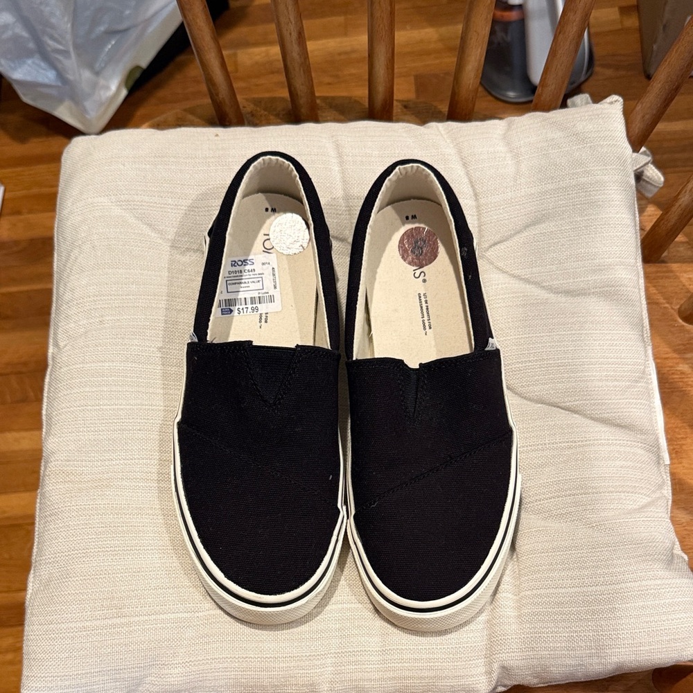 Toms Kids Black Slip-On Canvas Sneakers